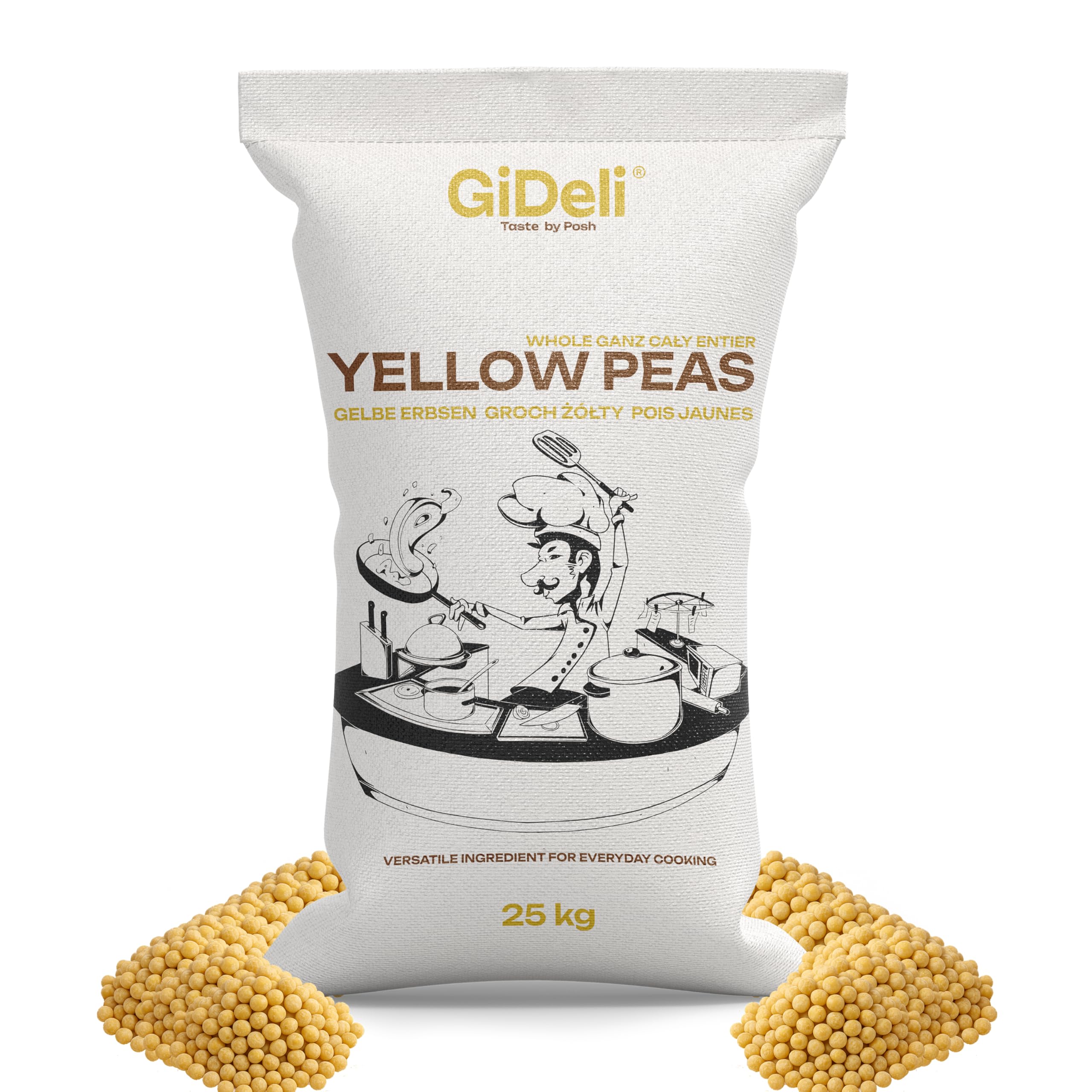GiDeli Gelbe Erbsen Getrocknete 25 kg - ungeschält, Ganze - proteinreich, ballaststoffreich, vegan - ohne Zusatzstoffe, für Suppen, Eintöpfe, Gulasch, Salate & Püree