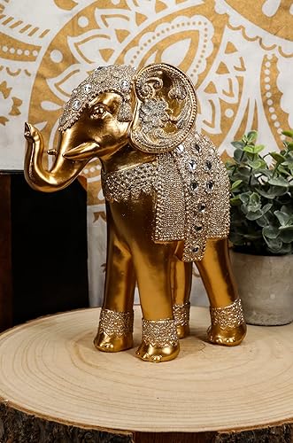 Miniatura 7 de Ebros Feng Shui - Figura decorativa de oro real con cristales, tronco arriba, estatua de elefante de 8.75 pulgadas de alto, Vastu 3D, zen, símbolo