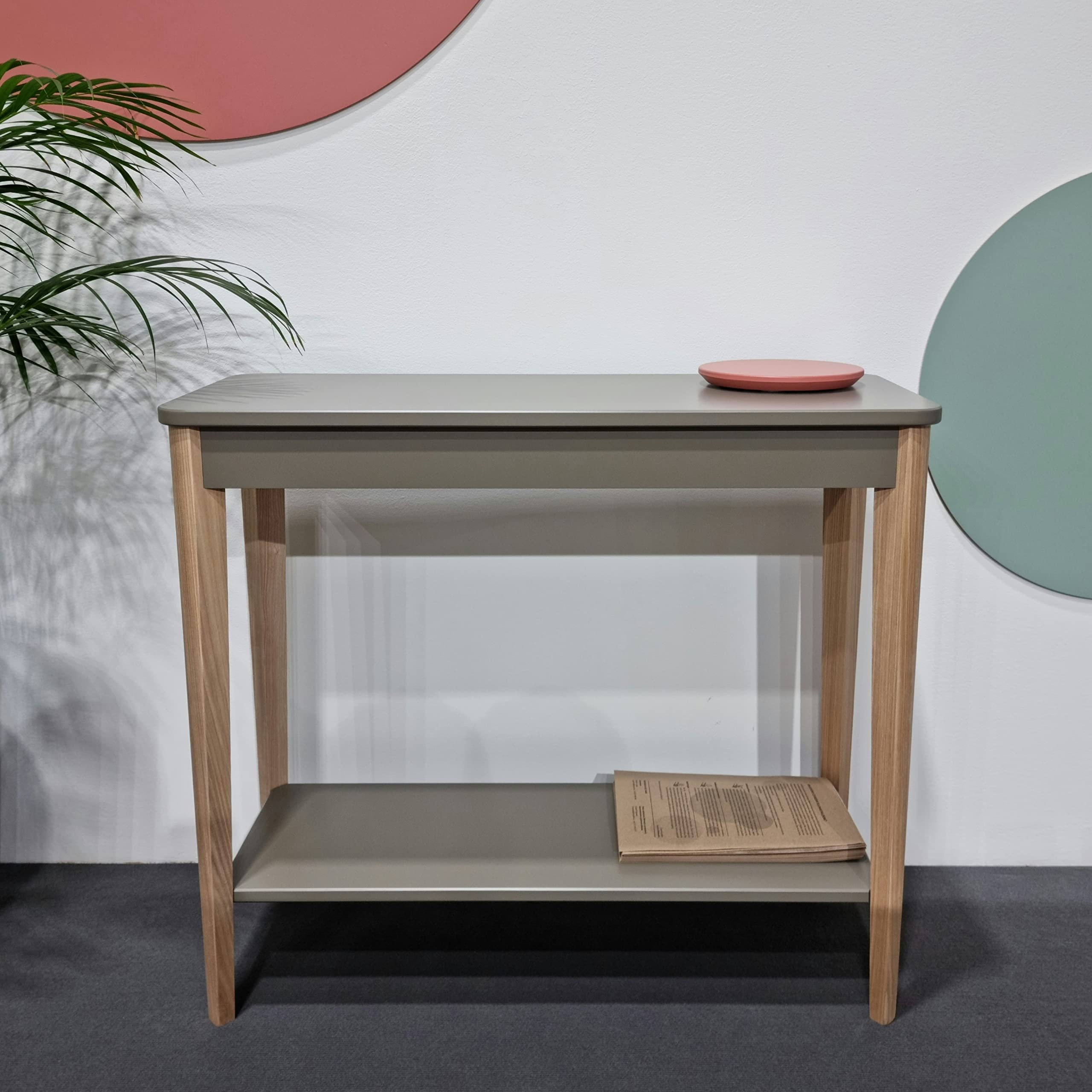 RAGABA ASHME Tavolo Consolle In Frassino Massello, 85x35cm - Verde Salvia, Con Ripiano - 2