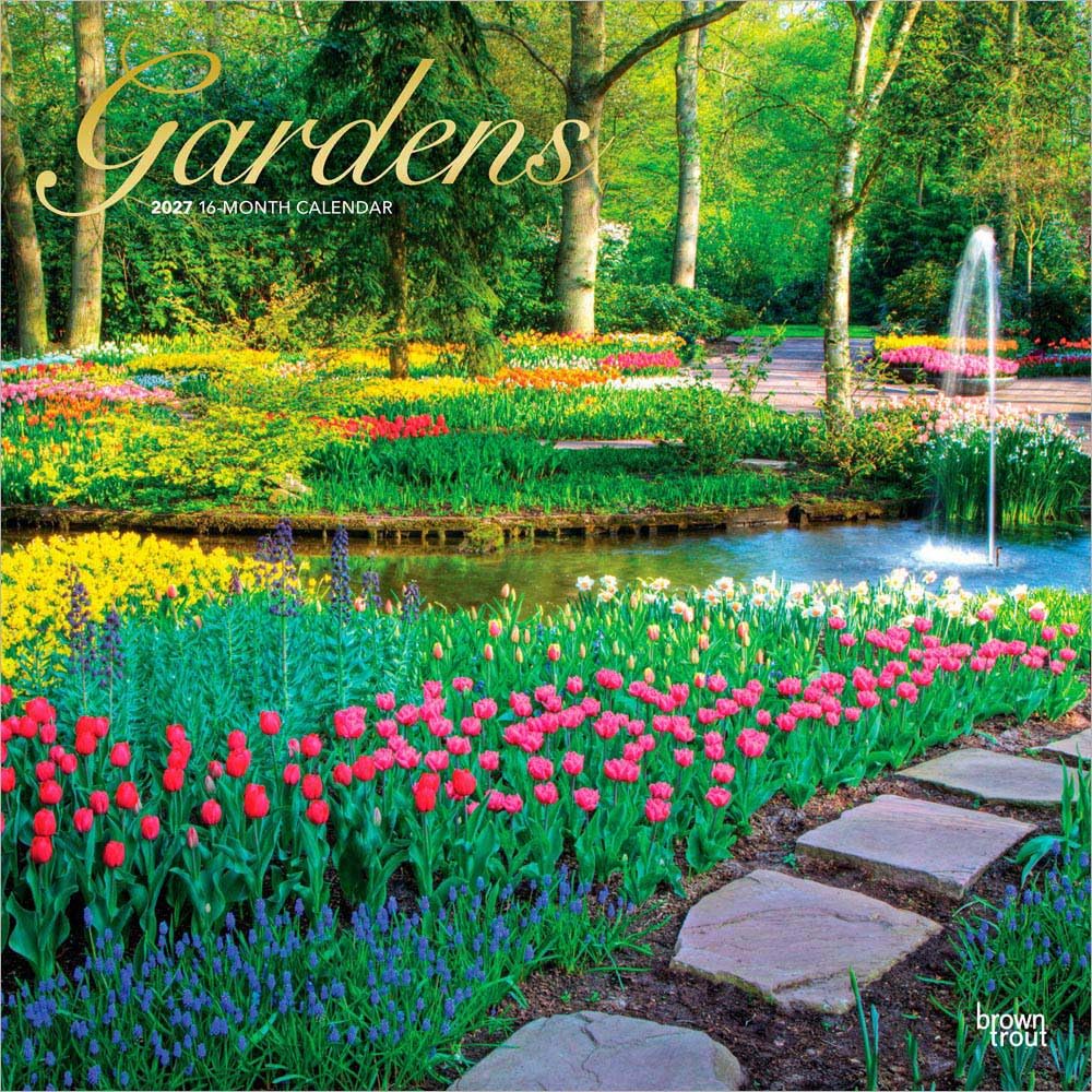 Gardens 2027 12 X 24 Inch (Hanging) Monthly Square Wall Calendar Foil Stamped Cover Plastic-Free: Original BrownTrout-Kalender [Mehrsprachig] [Kalender]