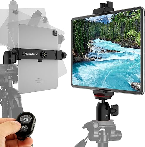 KobraTech TabMount 360 - Soporte de trípode para iPad con cabezal de bola y disparador remoto por Bluetooth