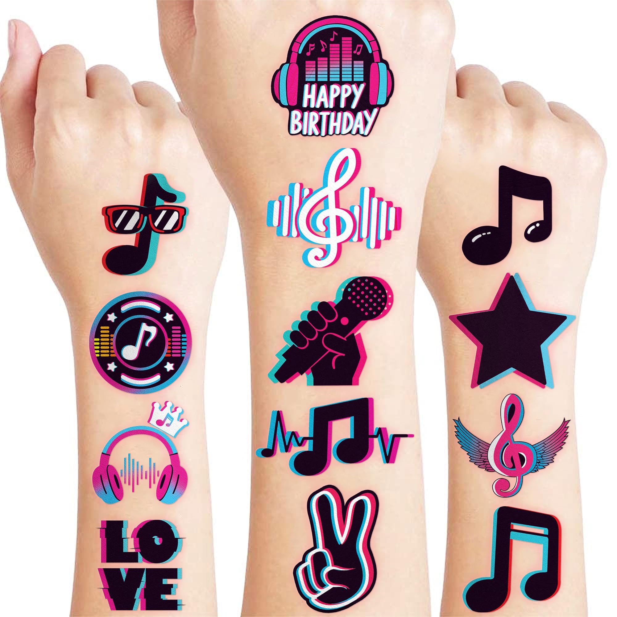 120 PCS Music Notes Pre-Cut Temporary Tattoos for Kids |
