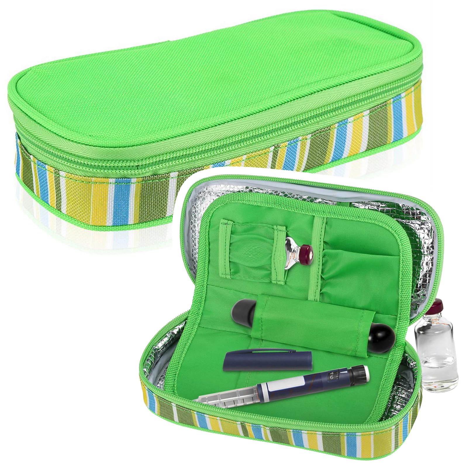 AzoneeInsulin Pen Cooler Travel Case, Diabetic Medication Insulated Cool Organizer, Reusable Ice Packs, for Insulin Pen & Medication Diabetic Supplies for The Daily Life and Trip, Multi-layer design