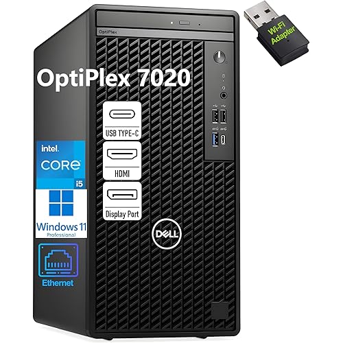 Dell OptiPlex 7020 Tower Business Desktop Computer, 32GB DDR5 RAM, 1TB PCIe SSD, Intel 6-Core i5-12500 (Beat i7-11700), DVDRW, WiFi Adapter, RJ-45, Type-C, HDMI, DisplayPort, Windows 11 Pro
