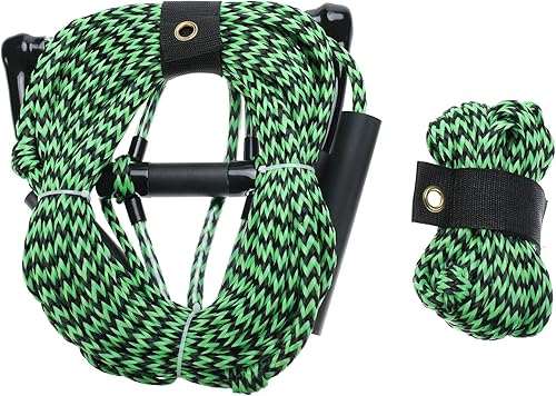 SearQing Cuerda de esquí de Wakeboard con asas flotantes y agarre de EVA, cuerda de remolque para tubos remolcables, 4 secciones, longitud ajustable