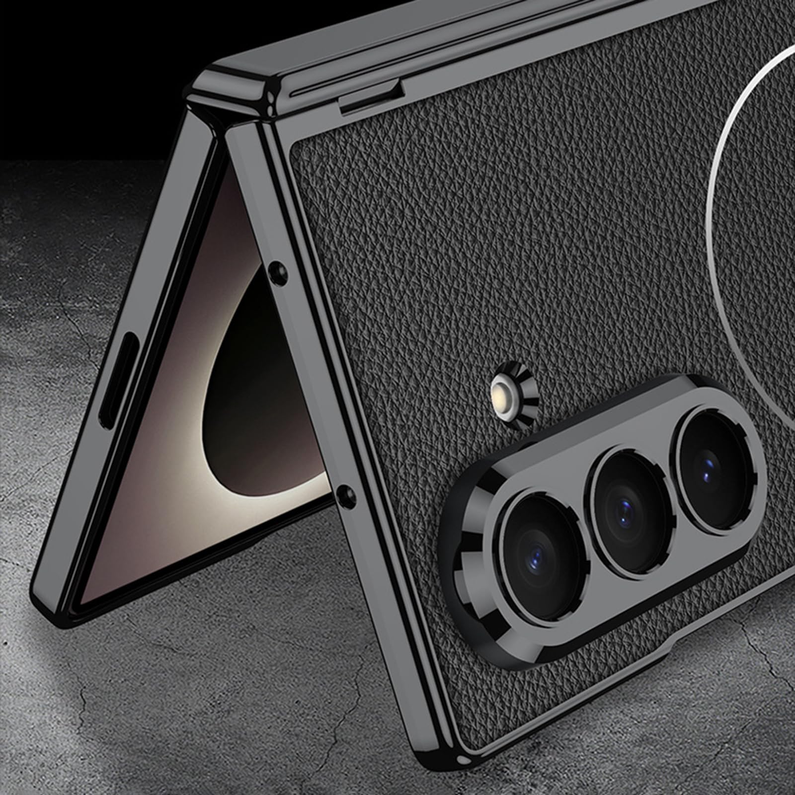 Custodia magnetica per Samsung Galaxy Z Fold 8 Ultra, copertura lente in pelle di lusso