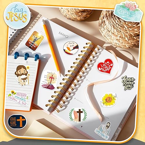 Miniatura 4 de WAKEMOODEI 400 calcomanías cristianas, calcomanías de versículo bíblico de Jesús para diario, calcomanías religiosas motivacionales, paquete de