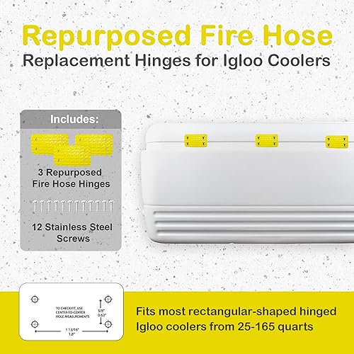 Miniatura 2 de Bisagras irrompibles para refrigeradores Igloo - Juego de 3 bisagras de repuesto para mangueras de incendios reutilizables - Duraderas, resistentes