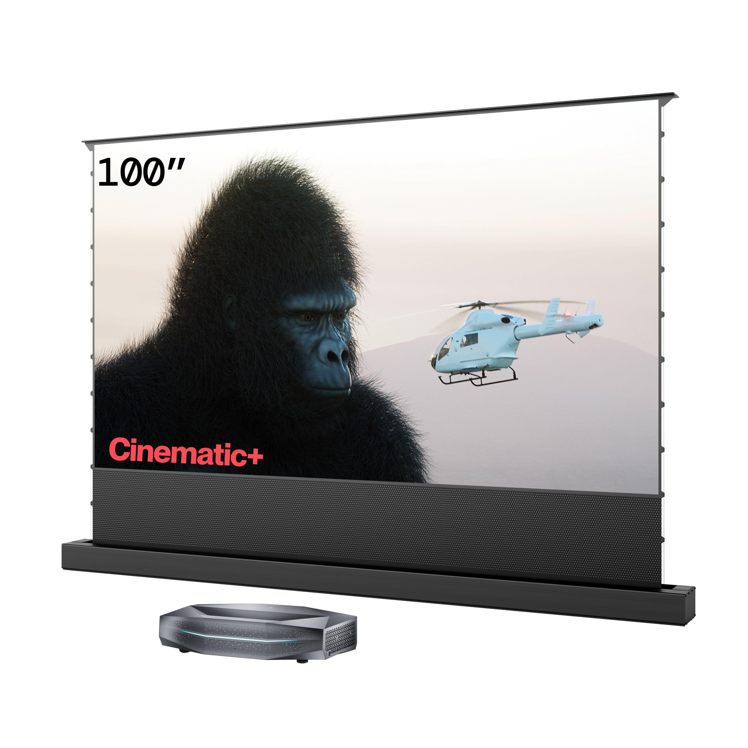 AWOL VISION Aetherion Max + 100" Motorized ALR Screen Bundle - 4K UHD Display Ultra Short Throw Triple Laser Projector with Dolby Vision,Anti–RBE, HDR10+, Google TV Integration for Entertainment & Gam