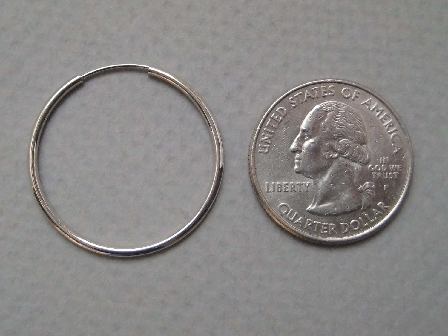 14K White Gold Continuous Endless Hoop Earrings, (1.5mm Tube) image 4
