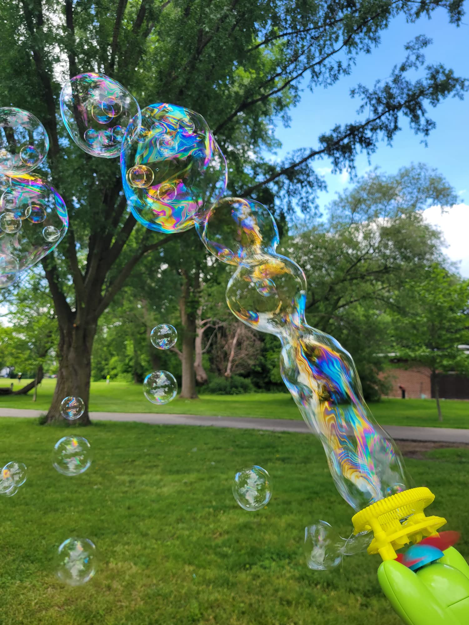 Crazy Yoobbles Bubbles in Bubbles,Machine — Bubble Blower, Bubble Maker Toy .Outdoor Toy for Kids Ages 5-9, Bubbles for Kids, Includes Bubble Gun & 3.5oz Bottle Big Bubble Solution Refill