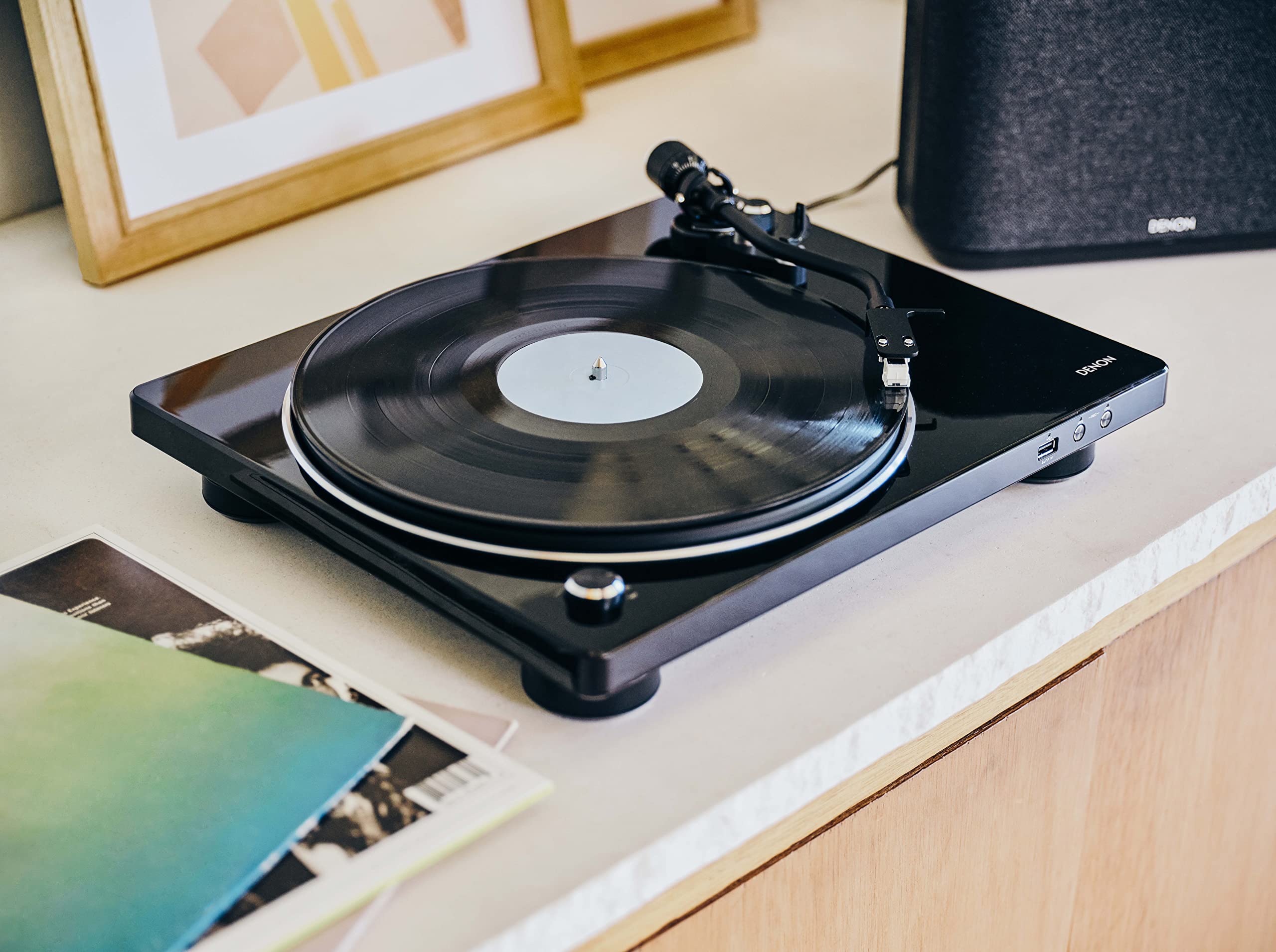 Denon (Dp-450 Usb Czarny) Rejestrator USB, pasek i głowica do automatycznego powrotu Phono