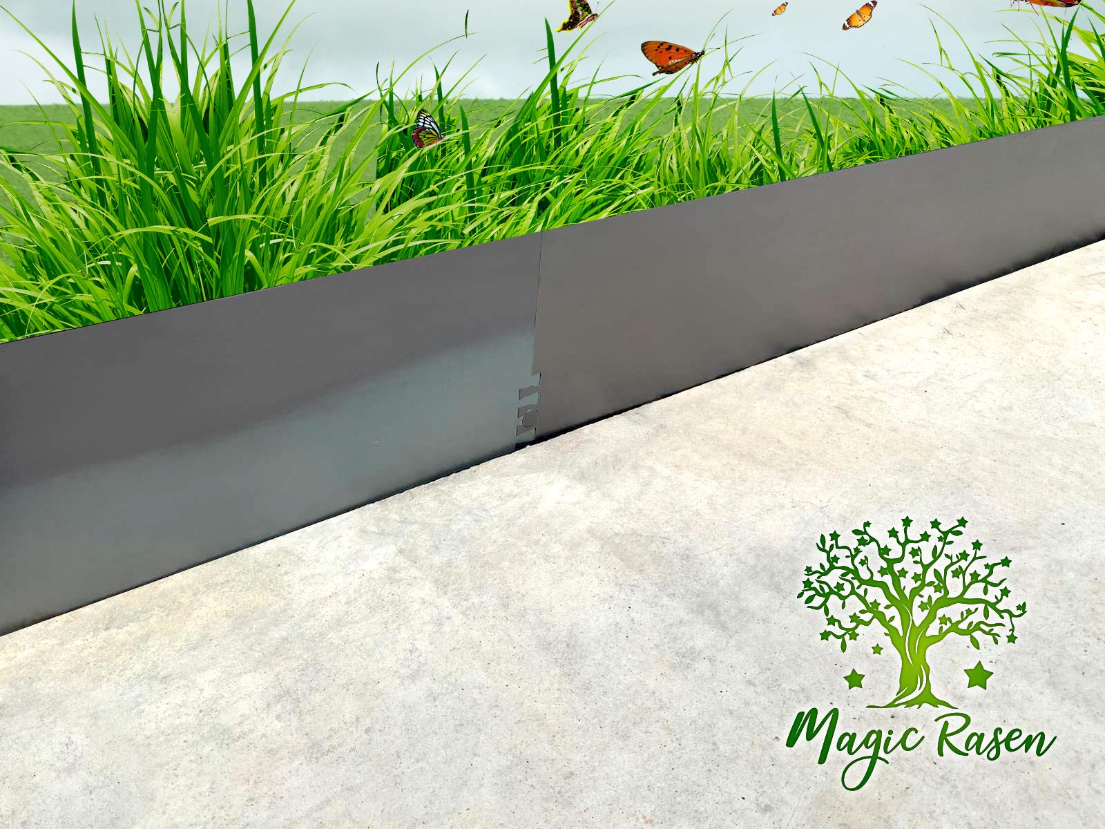 Rasenkante 4mm 15-25cm Corten Stahl Edelrost Mähkante Beeteinfassung Umrandung Metall Magic Rasen ZP (12, 25)