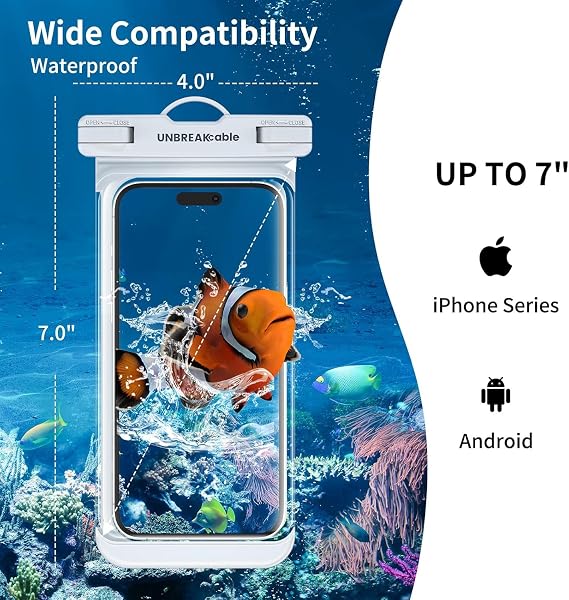 UNBREAKcable Waterproof Phone Pouch, 2-Pack IPX8 Waterproof Phone Case Dry Bag Swimming Travel, Underwater Case for iPhone 17 Air 16 15 14 13 Pro Max XR Samsung S25 S24 Ultra S21 Huawei P70 up to 7