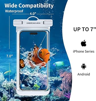 UNBREAKcable Waterproof Phone Pouch, 2-Pack IPX8 Waterproof Phone Case Dry Bag Swimming Travel, Underwater Case for iPhone 17 Air 16 15 14 13 Pro Max XR Samsung S25 S24 Ultra S21 Huawei P70 up to 7