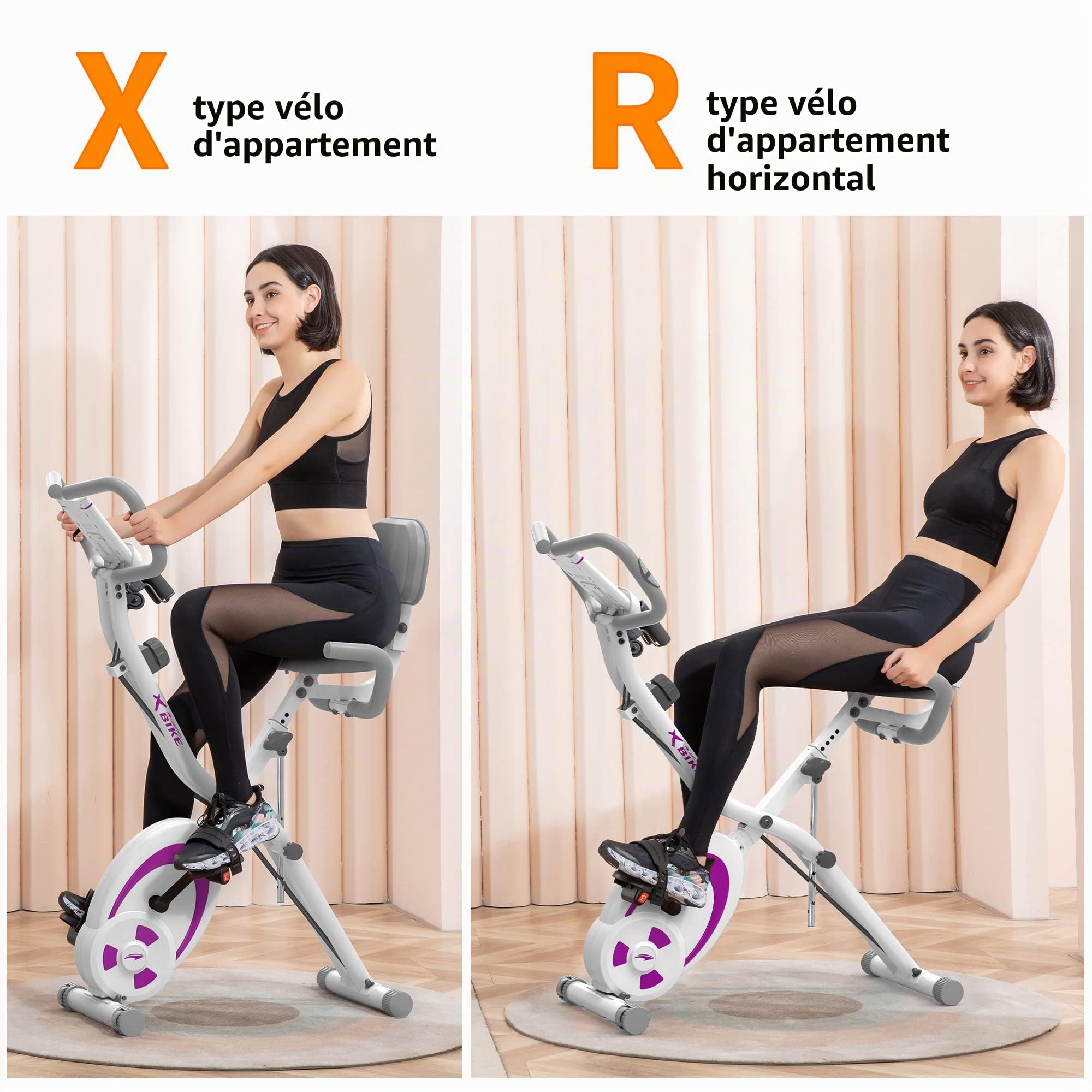 leikefitness Folding Stationary Bike Recumbent Exercise Bike w/Arm Resistance Bands-Pulse Sensor-LCD Monitor and Easy to Assemble Indoor Cycling Bike 2280