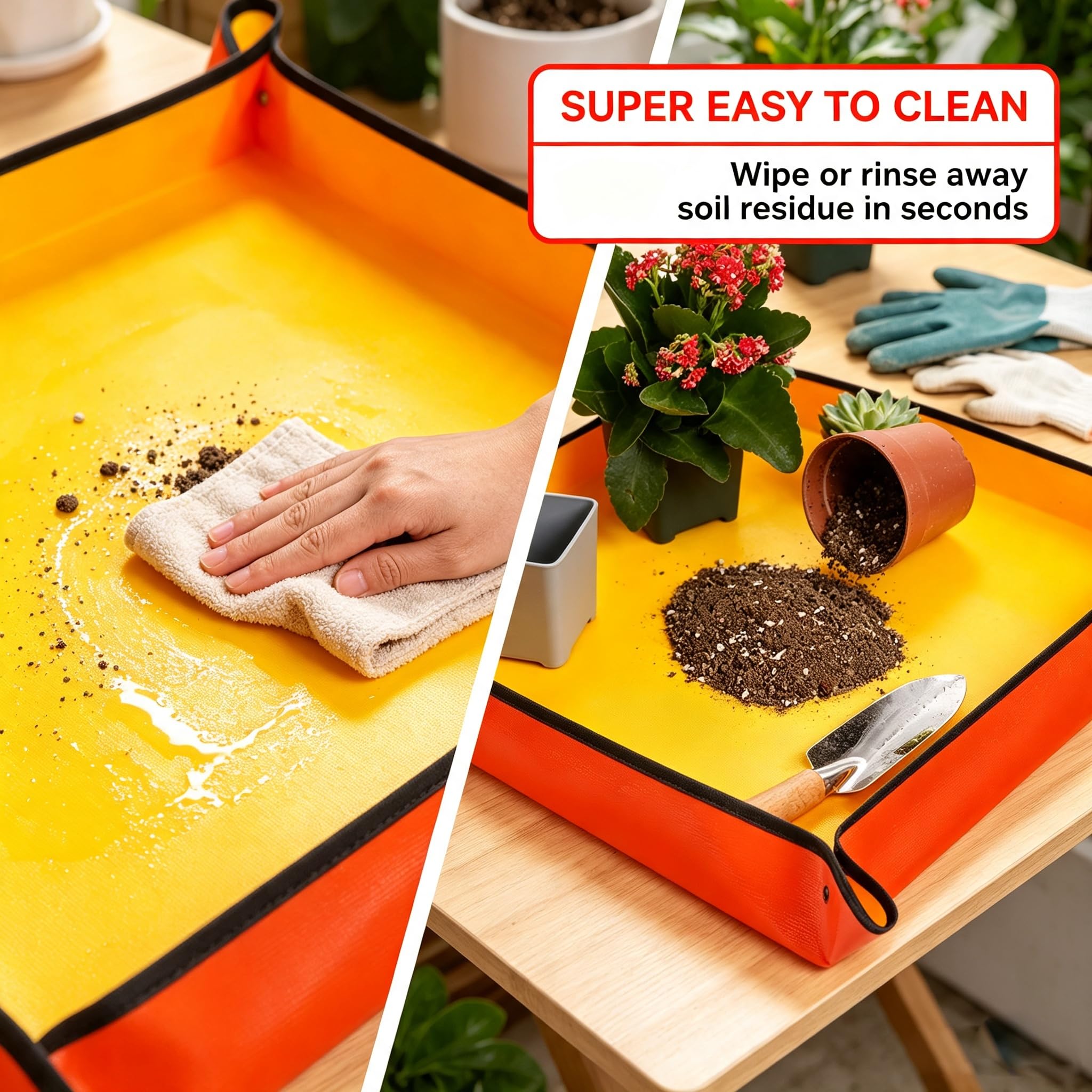 3Packs Repotting Mat, 26.8x26.8 Inch Thickened High Density PE Waterproof — Amazon image 5