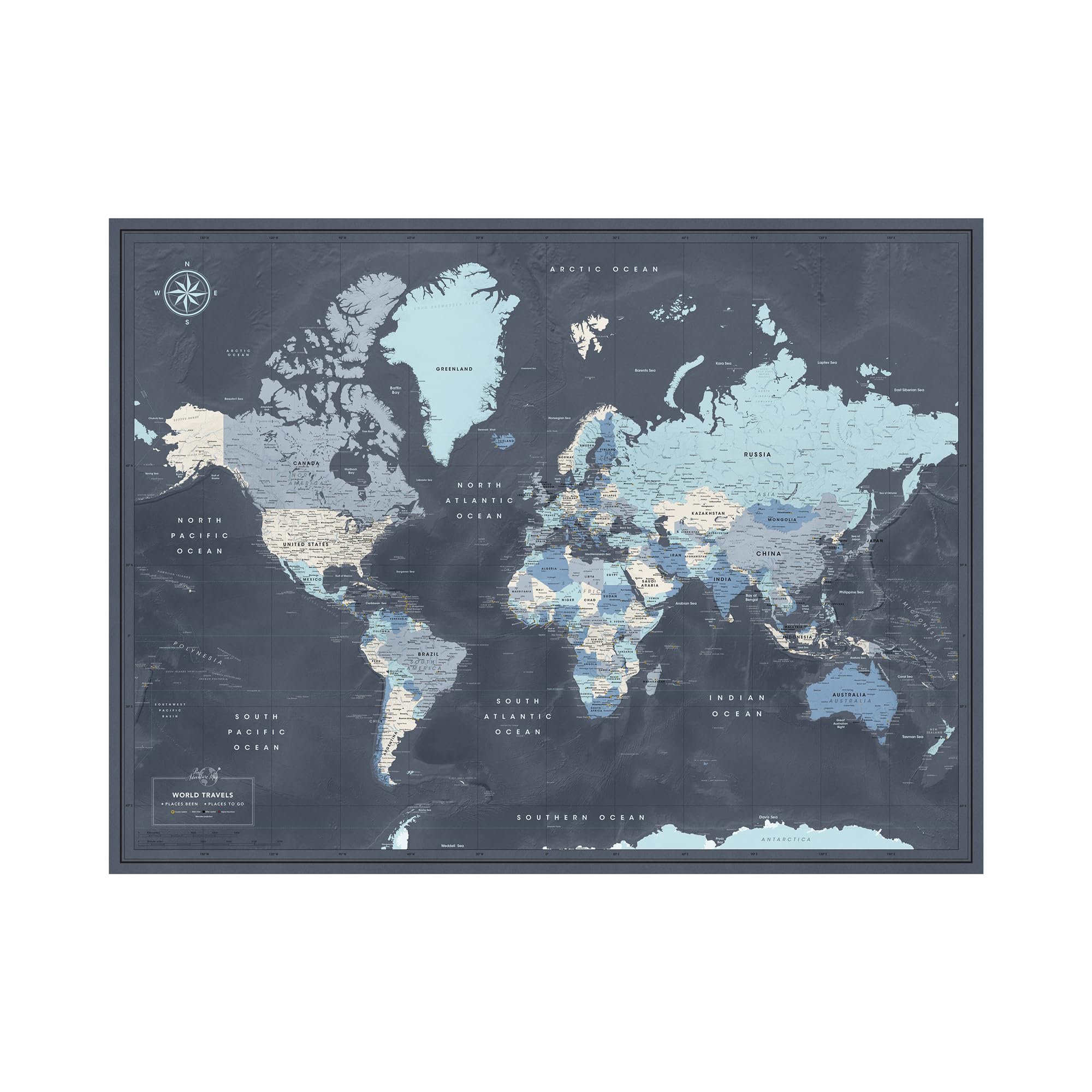 World Map Poster with Pins for Travel Tracking | Laminated Push Pin Travel Map Poster for travel tracking (32 x 24)