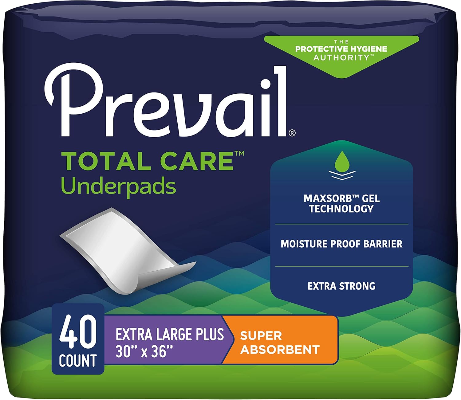 Prevail Incontinence Underpads - Unisex Disposable Underpads for Men & Women - Super Absorbent, 30" X 36", 40 Count (4 Packs of 10)
