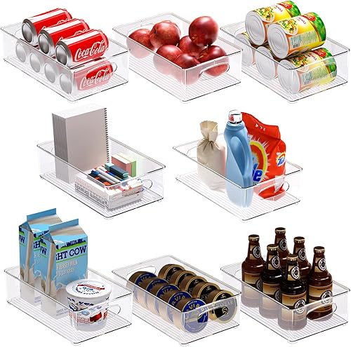 Miniatura 6 de RSSF - Juego de 8 organizadores de cocina apilables para nevera con asas recortadas, organización de lavandería, contenedores de almacenamiento de