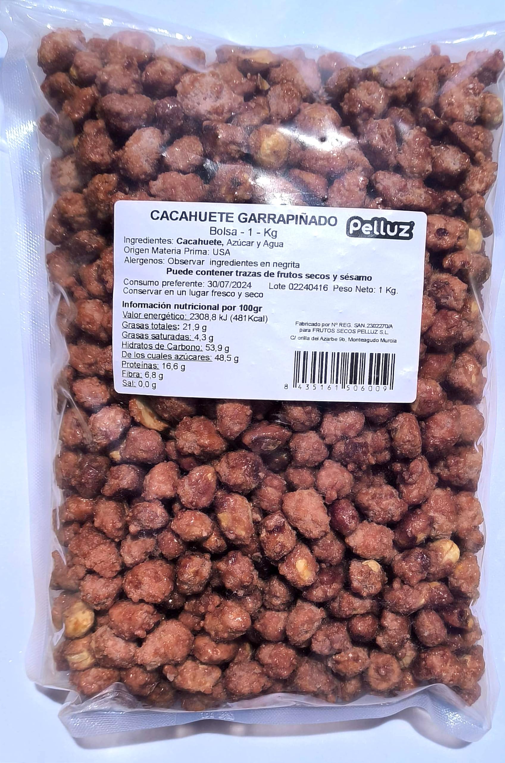 Cacahuete garrapiñado 1Kg - Maní garrapiñado - sin conservantes ni colorantes