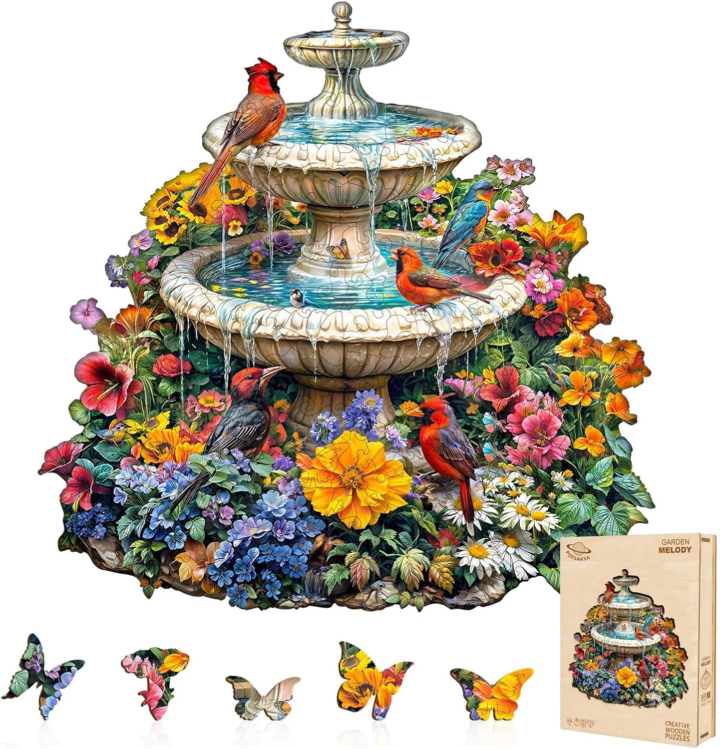 Wooden Puzzles for Adults, Garden Melody Wooden Jigsaw Puzzle, Wall Art Home Decor (XL -17.3 * 17.1in -370 Pieces)