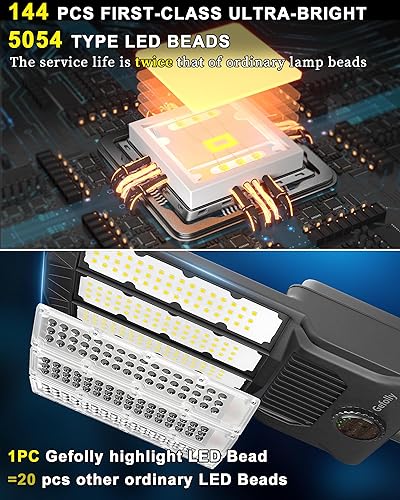 Miniatura 4 de Gefolly SL-11000W Luces solares de calle al aire libre, 800000LM luz de estacionamiento comercial del anochecer al amanecer IP67 impermeable 6500K