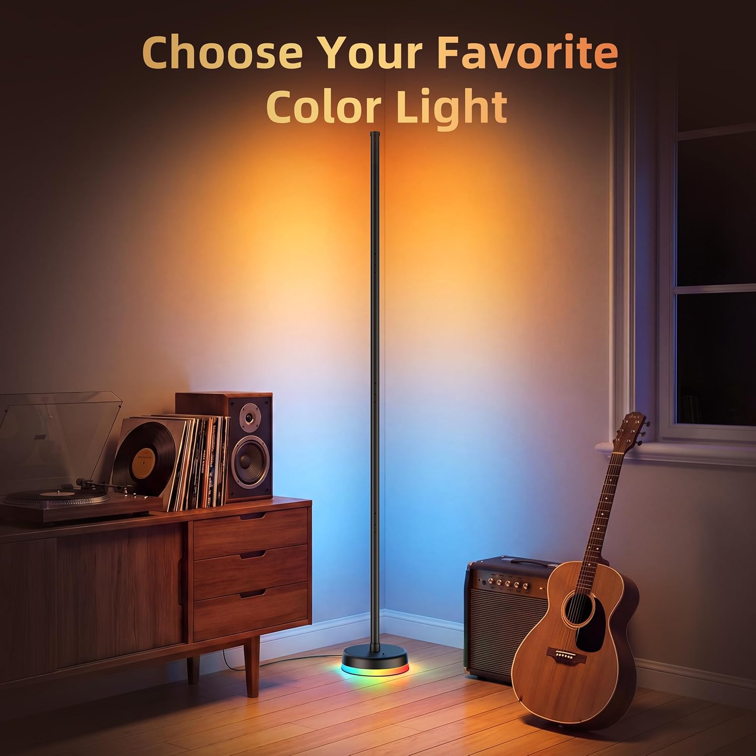 LED Floor Lamp, 2Packs RGBICWW Corner Floor Lamp with Glowing Base and Music Sync, Modern Standing Lamp 160 Million Colors, Color Changing Lamp for Bedroom Living Room Home Office
