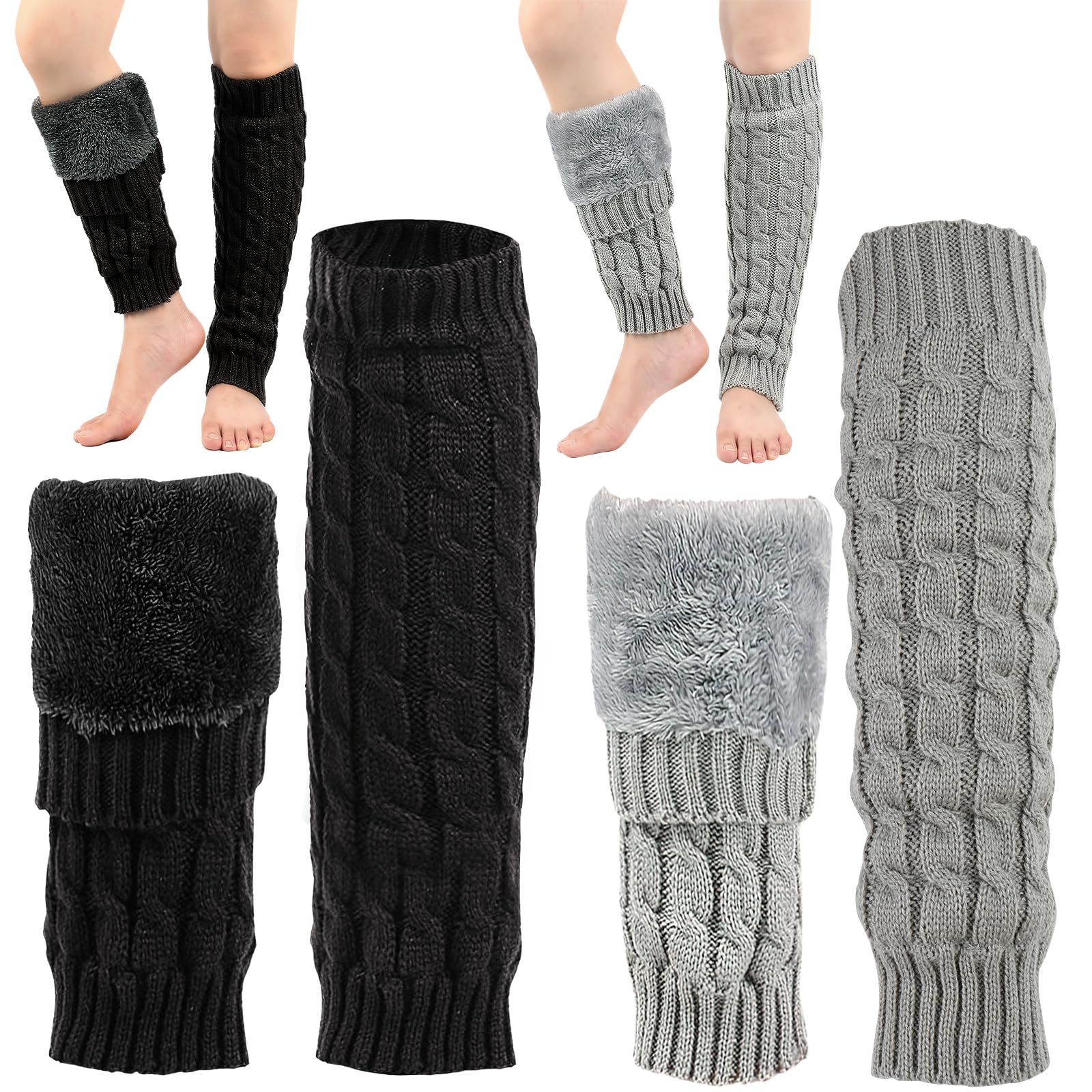 CIEOVO 2 Pairs Women Knit Leg Warmers Winter Warm Long Boot Socks