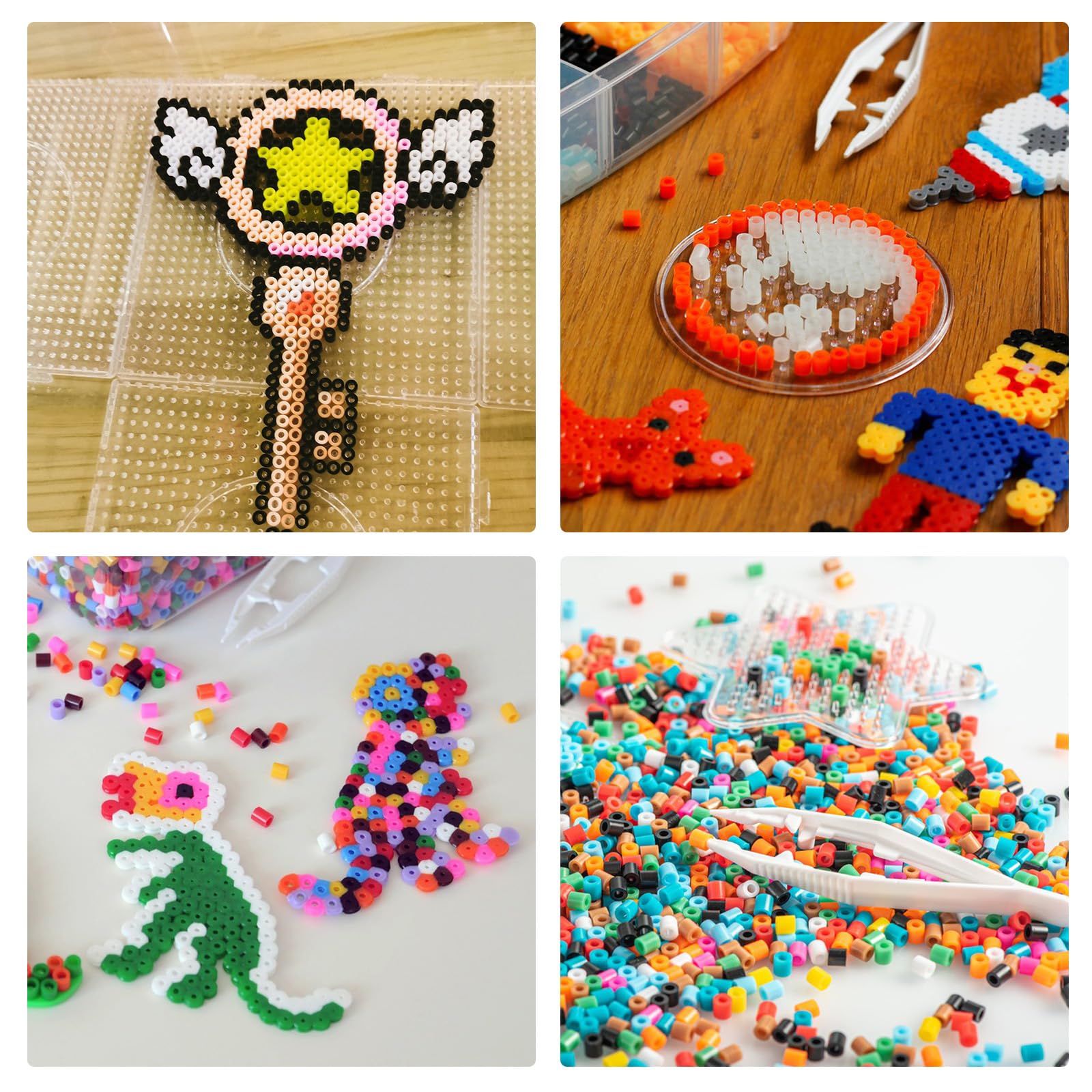 14 perline da stirare, piastre da 5 mm, piastra quadrata, 15 x 15 cm, perline da stirare, piastre trasparenti, per modelli puzzle