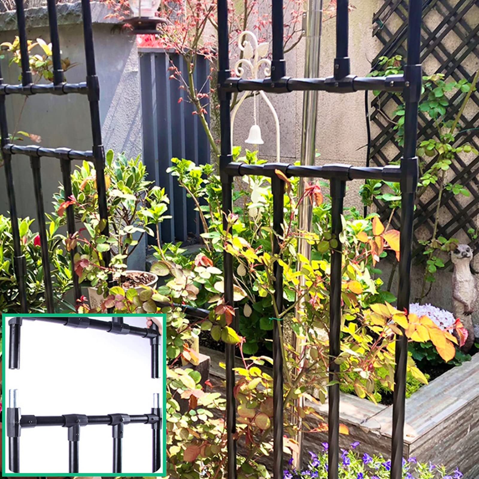 Arco de jardín de rosas de medio arco, enrejado de metal de media pared lateral, pérgola resistente a la intemperie, arco de boda para decoración de patio trasero (blanco, 2,4 x 2,4 x 0,4 m)
