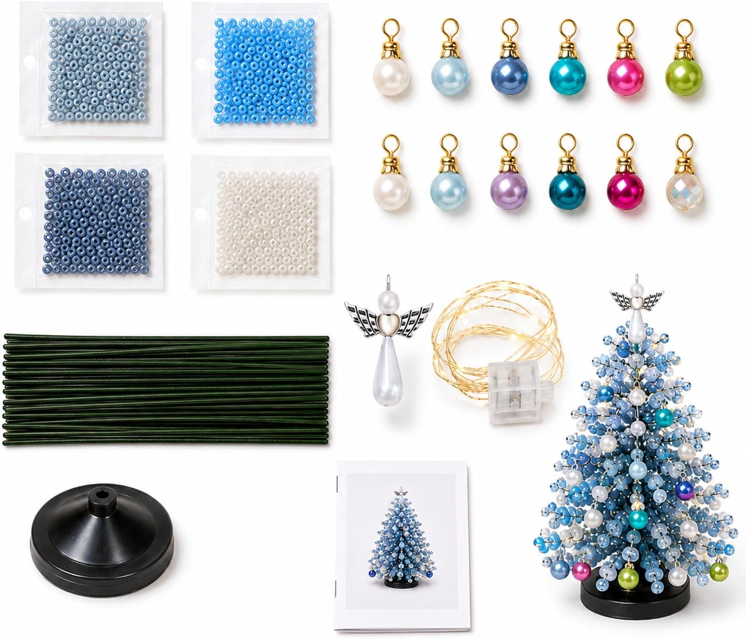 YAMIELO DIY Beaded Christmas Tree Kit, Bead Christmas Tree Kit with Light，C