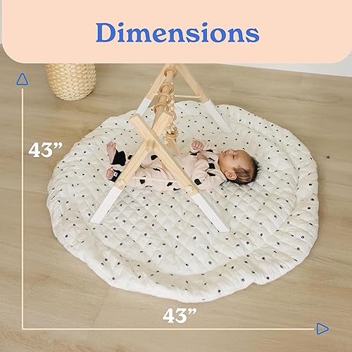 Miniatura 2 de Tapete redondo de juego para bebé para el suelo, tapete reversible de 43 pulgadas para gatear y gatear, tapete de juego de algodón suave y