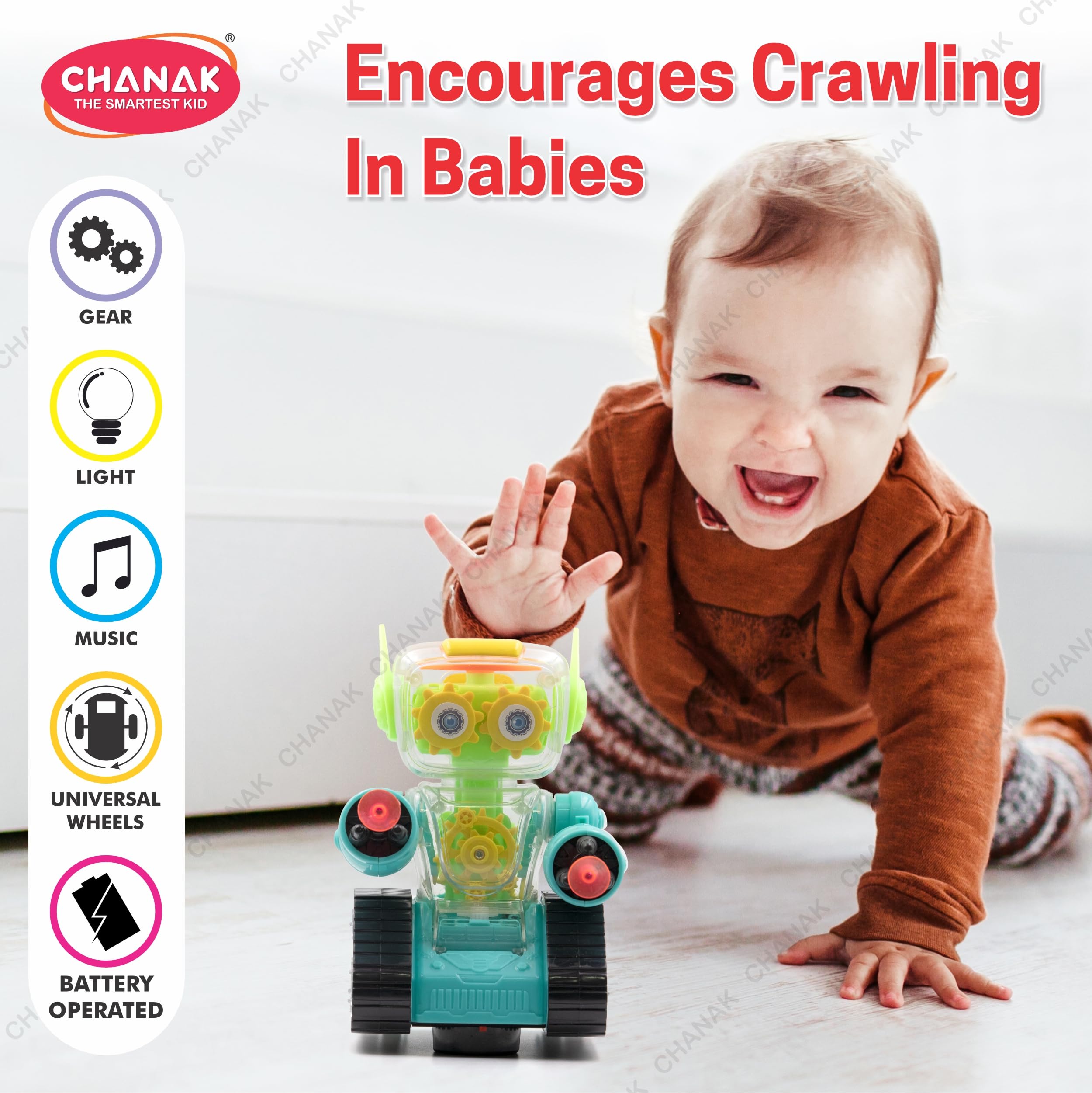 Chanak Gear Robot Car for Kids, Transparent Electric Robot with Realistic Sound and Light, Bump & Go Gear Robot, Non-Toxic, BIS Approved (Blue) - Image 9 thumbnail