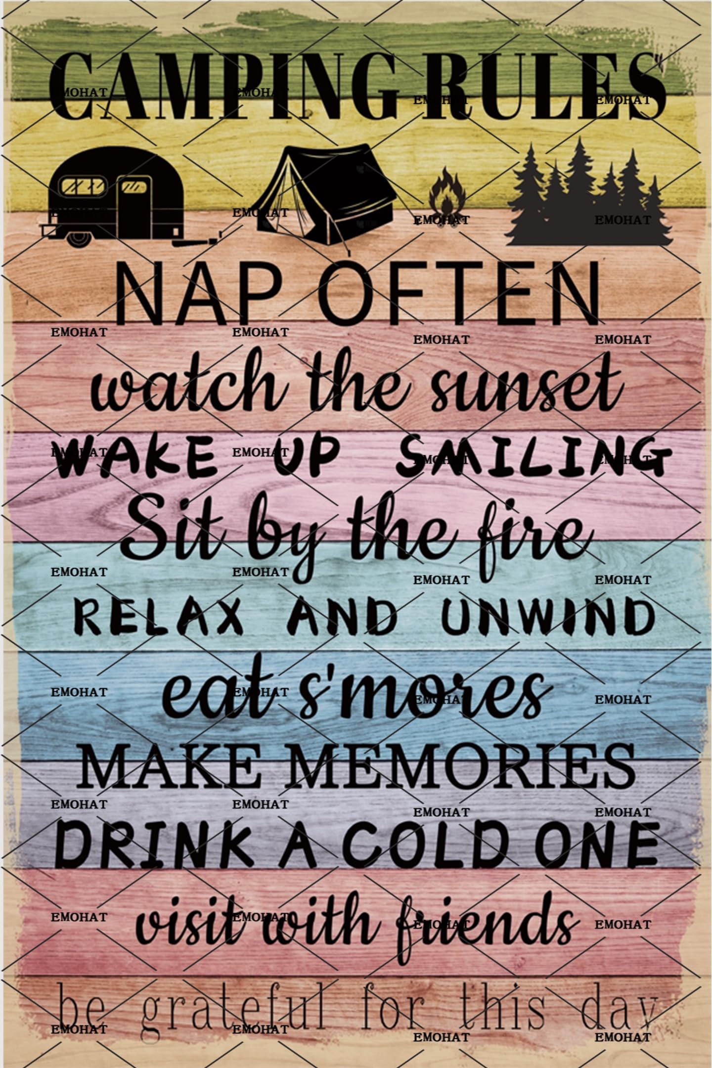 Funny Camping Rules Metal Tin Sign Camping Rules Metal Sign Rustic Camper Room Campsite Wall Decor Home Cafe Bar Club Camper Decor Gifts Camping Themed Decor Signs Metal Poster 8x12 Inch