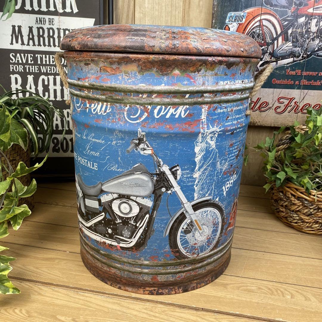 Amazon.co.jp: アンティークビンテージ調ドラム缶スツールSサイズ収納