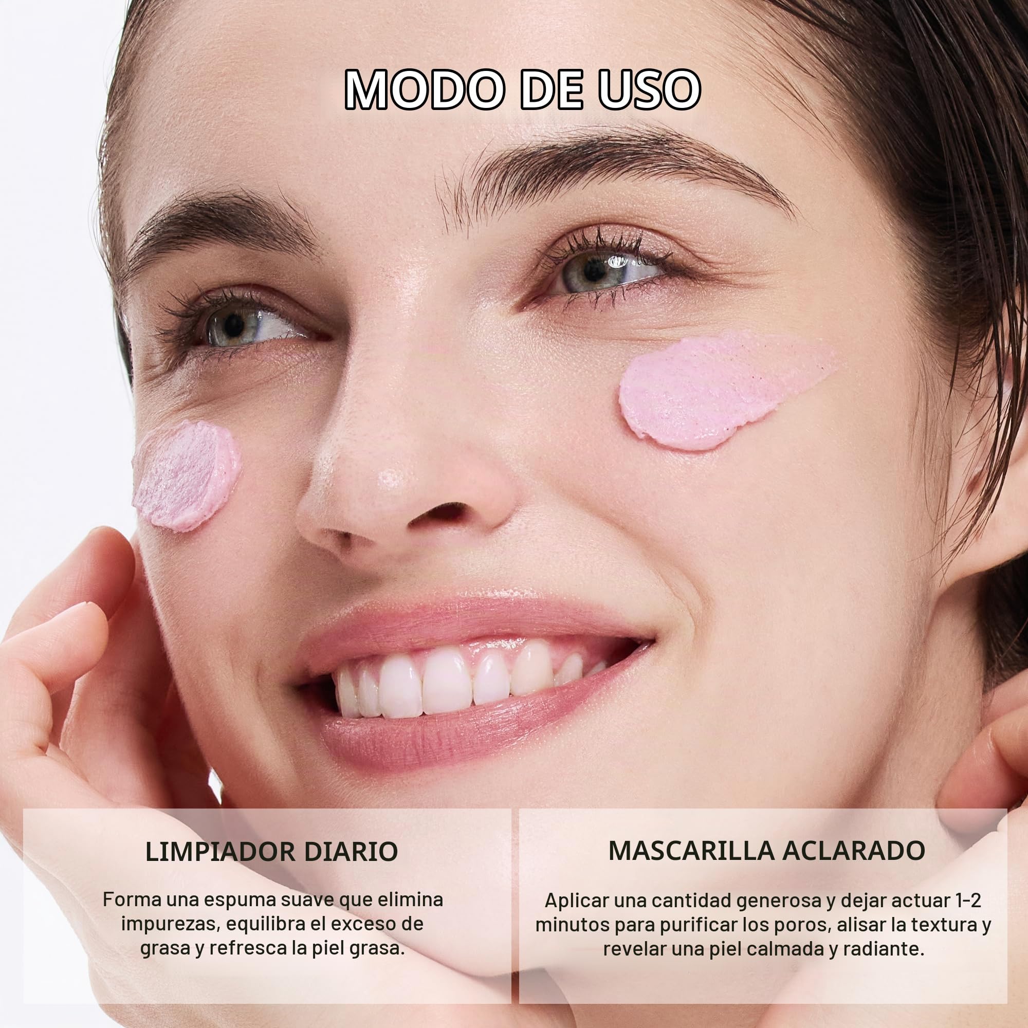 Arencia Limpiador facial de arroz Mochi con rosa mosqueta, exfoliante diario, hidratante, limpieza profunda para todo tipo de pieles, con polvo de arroz y agua de arroz, 50 g