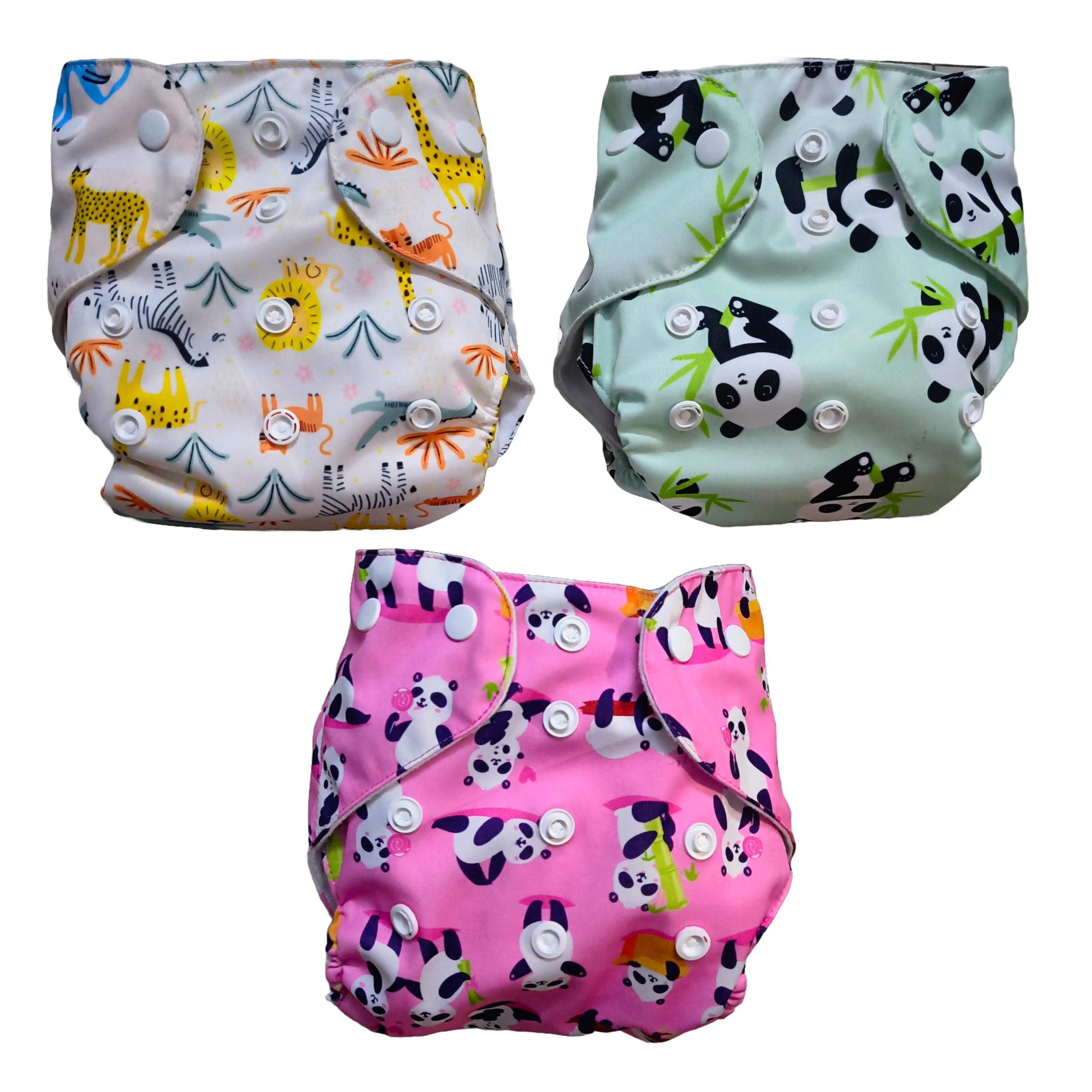 SAFJEE Certified Cotton Cloth Diapers For Baby | Washable & Reusable | 0-3 Years | Freesize | Adjustable | Reduces Rash | With Quick Dry Pad/Insert | Multicolour (Pack of 3 (Style-1))-image-13
