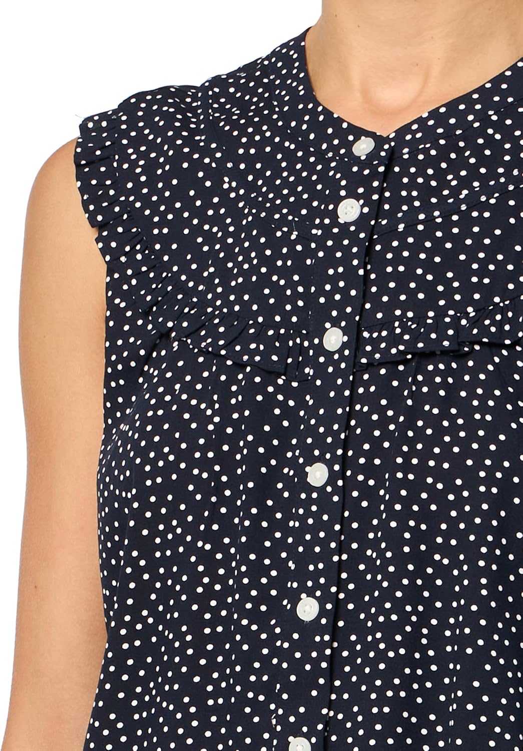 Nautica Womens Ruffle Dot Sleeveless Blouse - Image 3