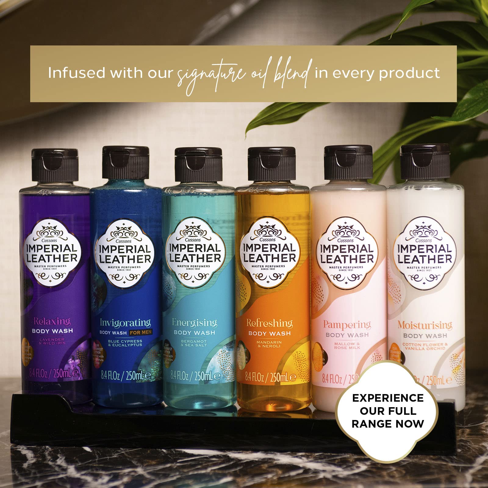 Imperial Leather Gel douche énergisant, bergamote et sel de mer, mélange d'huiles signature, mousse crémeuse, soin doux pour la peau, achat en gros, lot de 6 x 250 ml