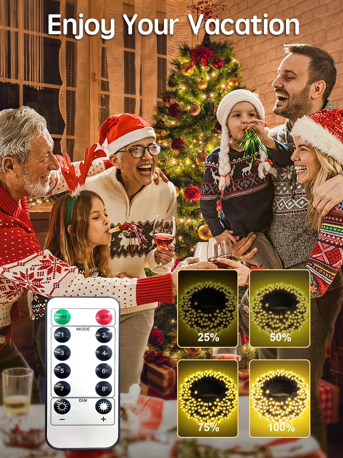 ARKOCHIC 35M Luci Albero di Natale, 300 LED Luci Natalizie da Esterno ed Interno, 11 Modalità Natale Decorazione per Giardino, Balcone, Casa, Festa (Bianco Caldo)
