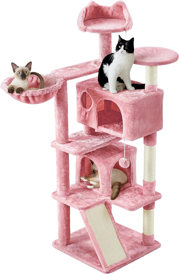 Yaheetech Cat Tree, 57 inches Cat Tower with Double Condo, Scratching Board and