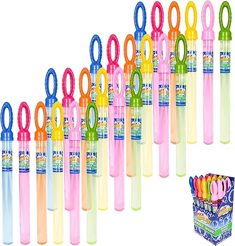 Maxx Bubbles Paquete de 24 varitas de burbujas a granel de 14.6 pulgadas para juguete de verano, uso de actividades al aire libre e interior,