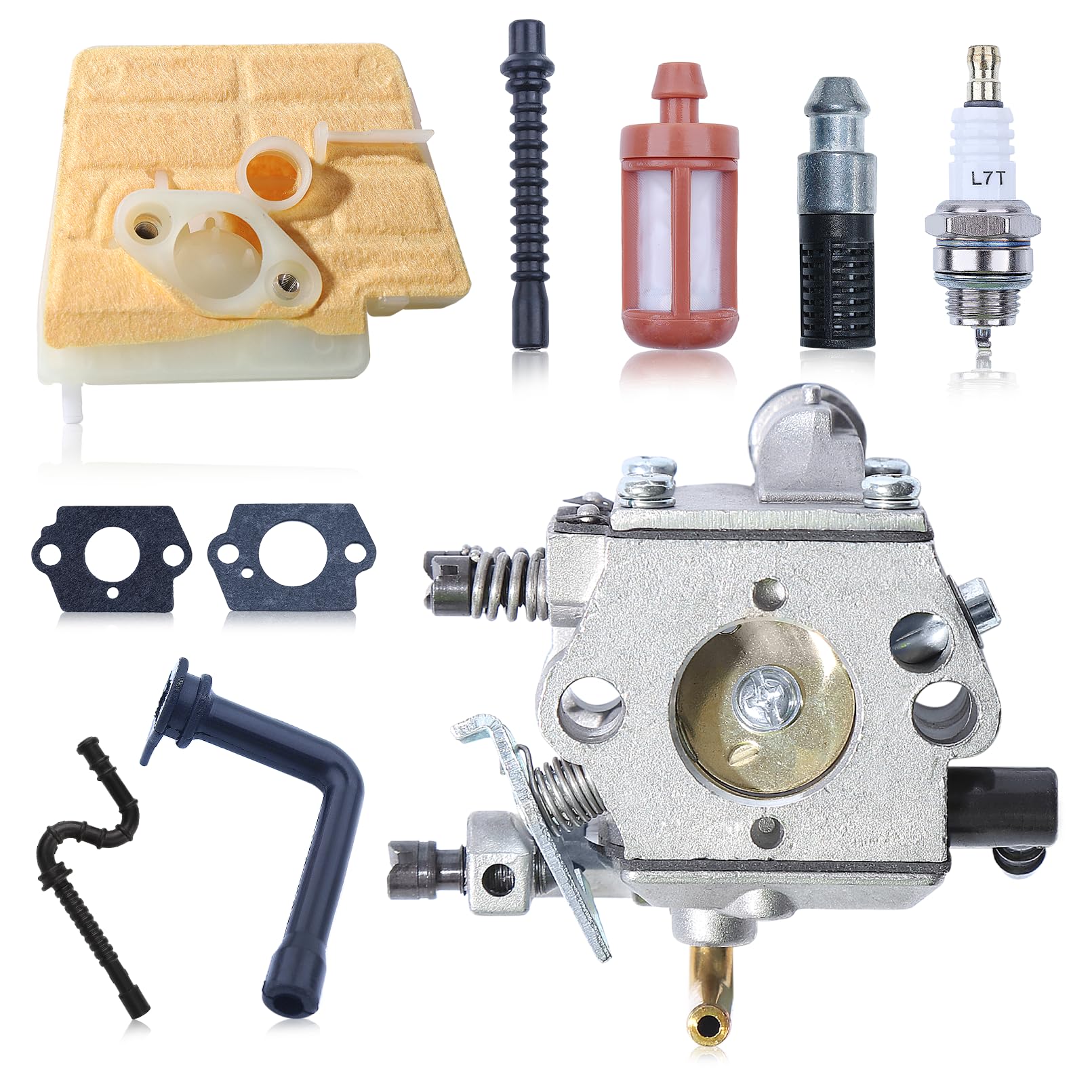 Adefol Kit carburatore filtro per Stihl 024, 026, MS240, MS260, 024AV, 024S motosega con filtro aria, filtro carburatore, guarnizione carburatore, sostituzione 1121 120 0611