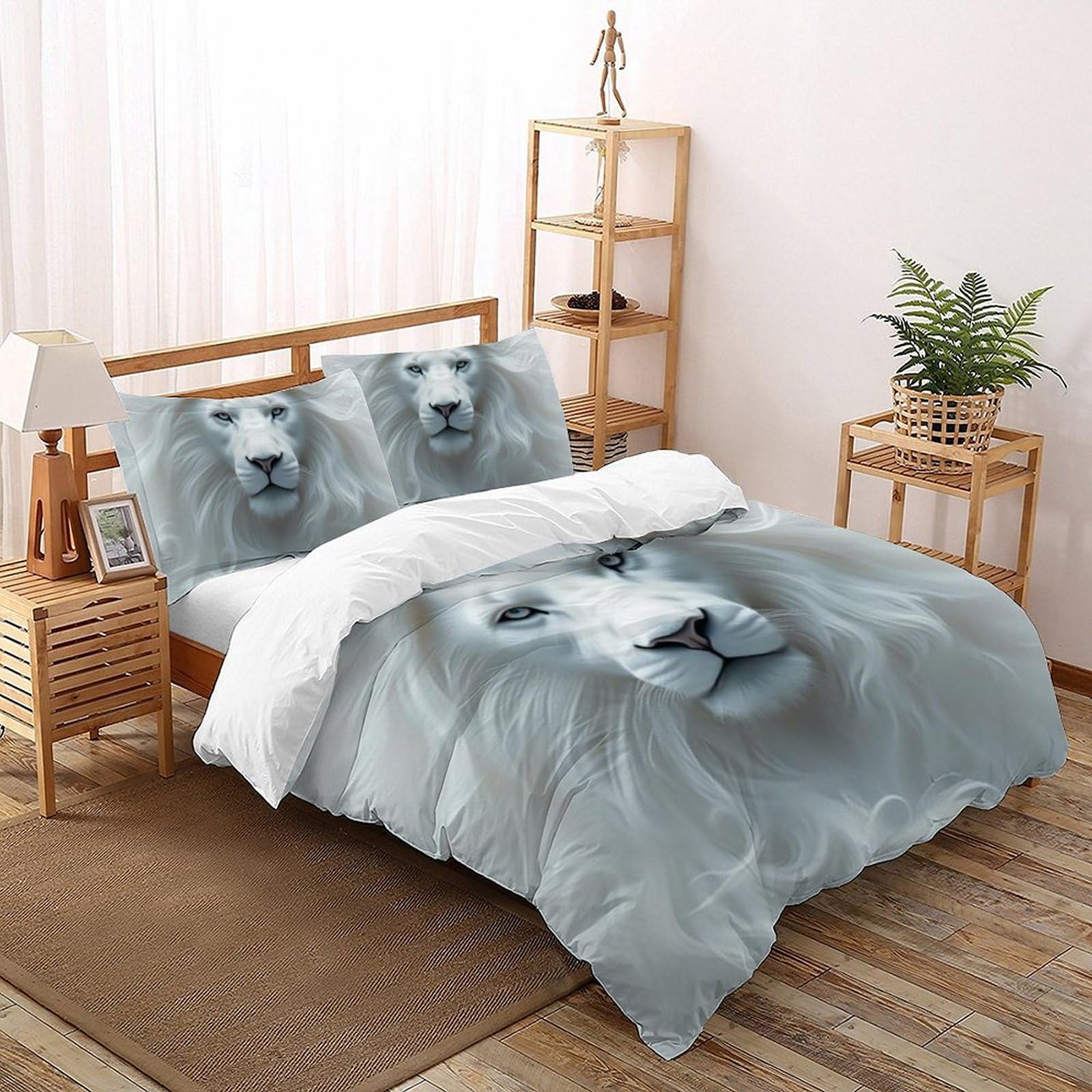 Housse de couette Super King 260x220cm Animaux Imprimé 3D en microfibre avec taies d'oreiller pour lit enfant