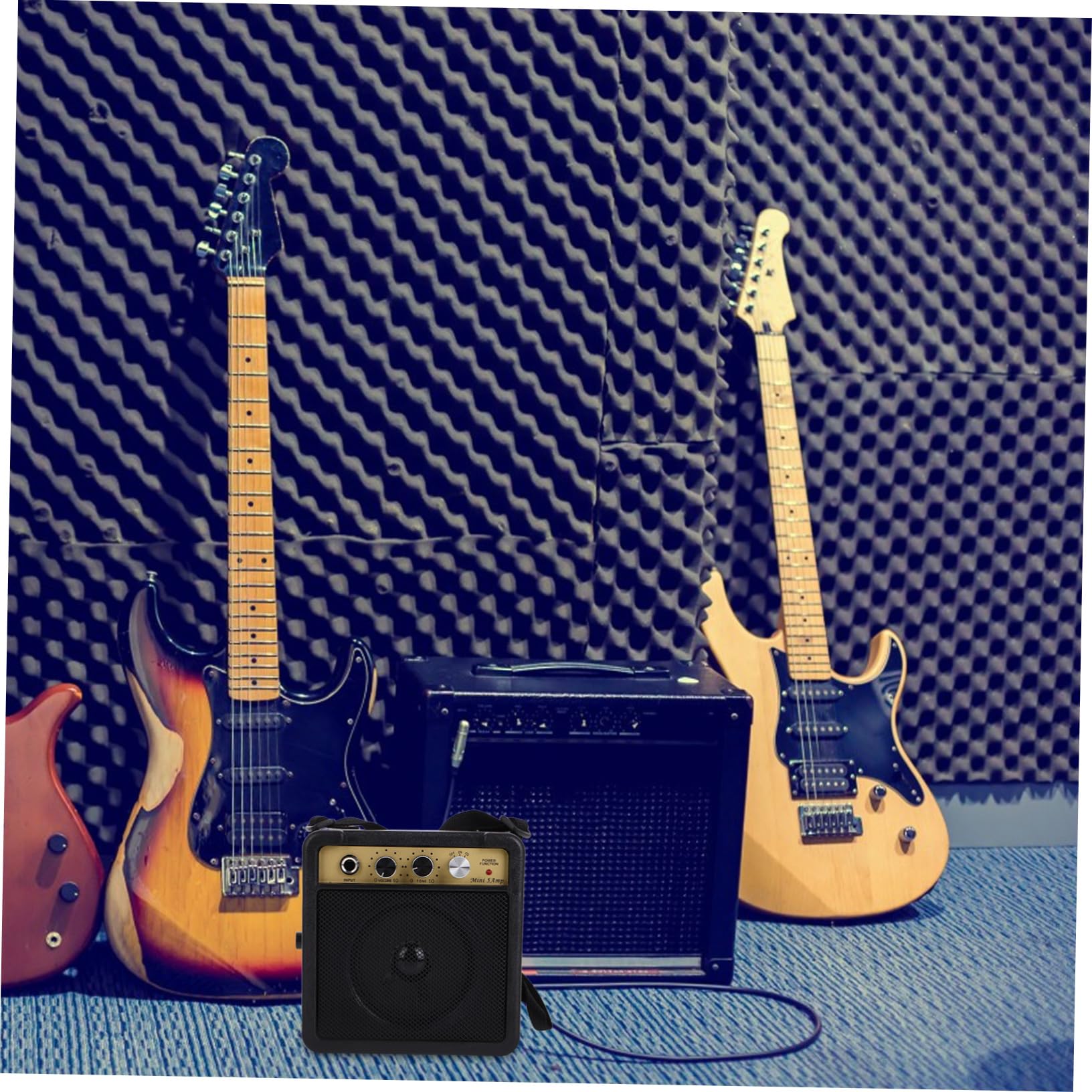 Veemoon Amplificador De Guitarra Eléctrica Portátil De Altavoz De Guitarra Pequeño Audio y Adaptador para Práctica Casa