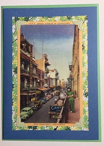 Miniatura 7 de San Francisco, California Unique Set of Handmade Chinatown Greeting Cards - Vintage 1930s Antique Linen Postcards Original