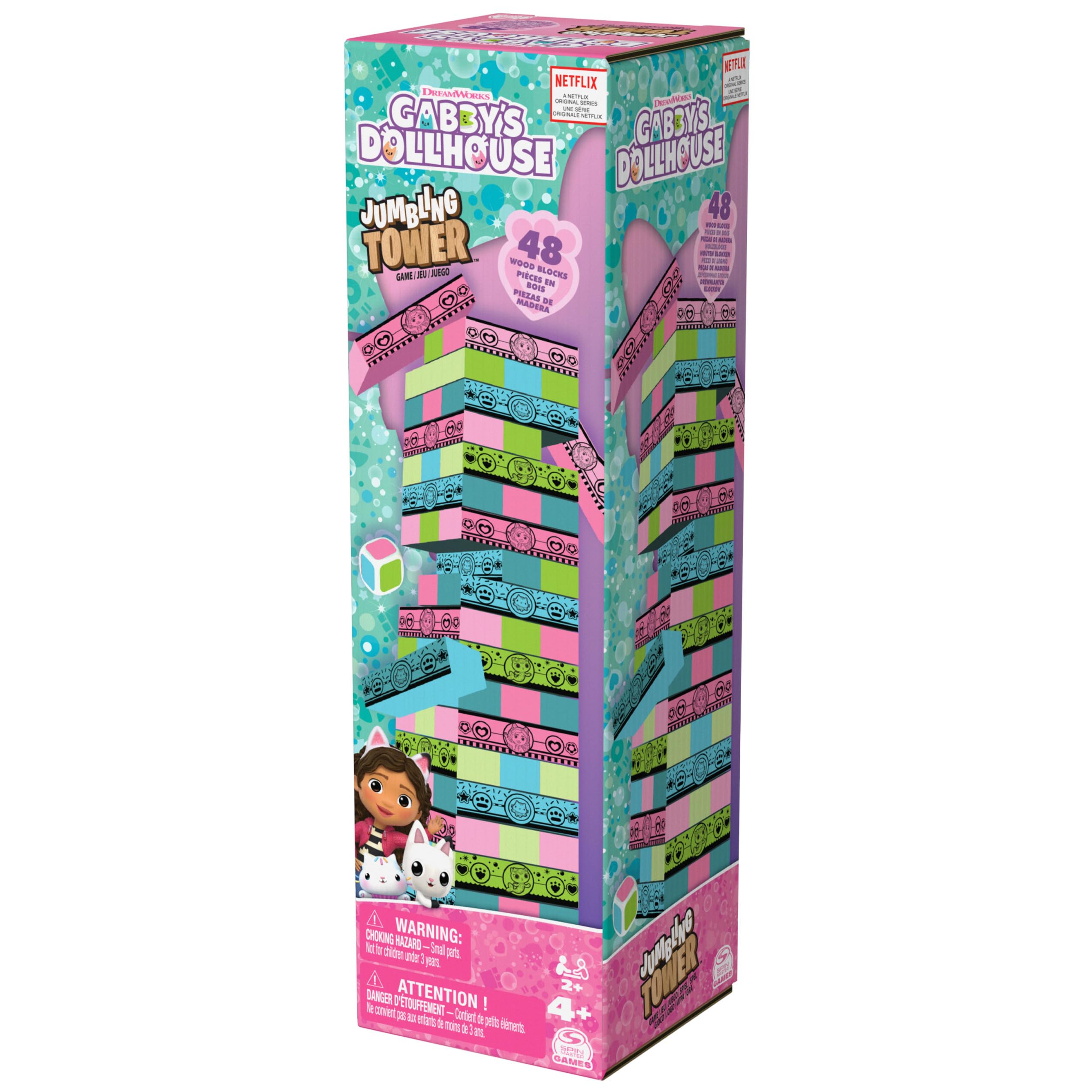 Editrice Giochi, La Casa delle Bambole di Gabby, Jumbling Tower della Casa delle Bambole di Gabby, Blocchi di Legno multicolore, Giochi per Bambini e Bambine, 4+ anni