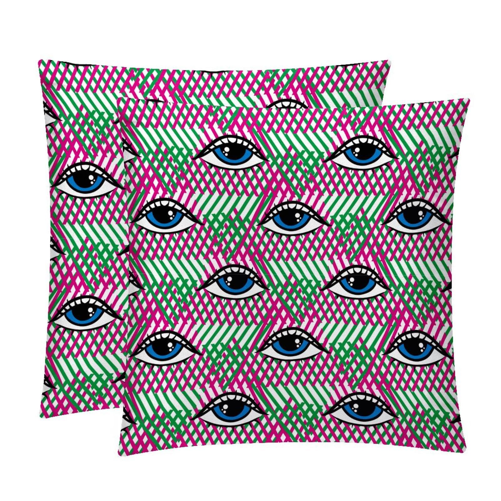 TDGKPZ Funny Eyes Throw Pillow Covers 2 Pack Pillowcases Soft Cozy Pillow Cases For Couch Bed Sofa 45x45cm