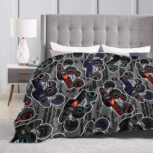 Miniatura 5 de Monster Truck - Manta de forro polar ultra suave y cálida para todas las estaciones, para cama, silla, automóvil, sofá, dormitorio, 50 x 40 pulgadas
